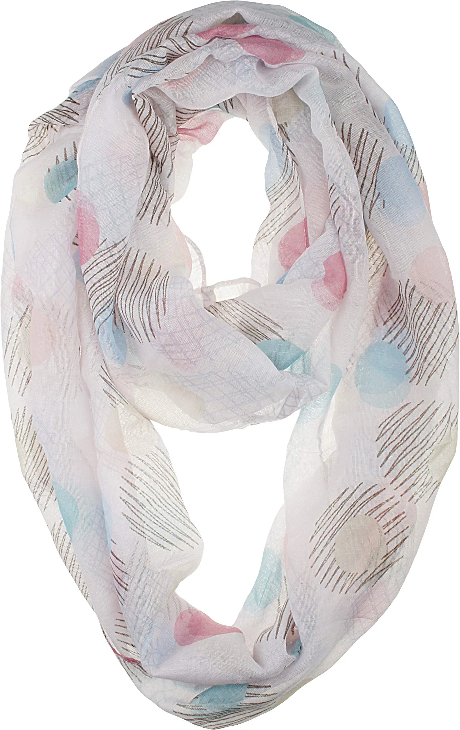 Soft Light Elegant Polka Dot Print Sheer Infinity Scarf