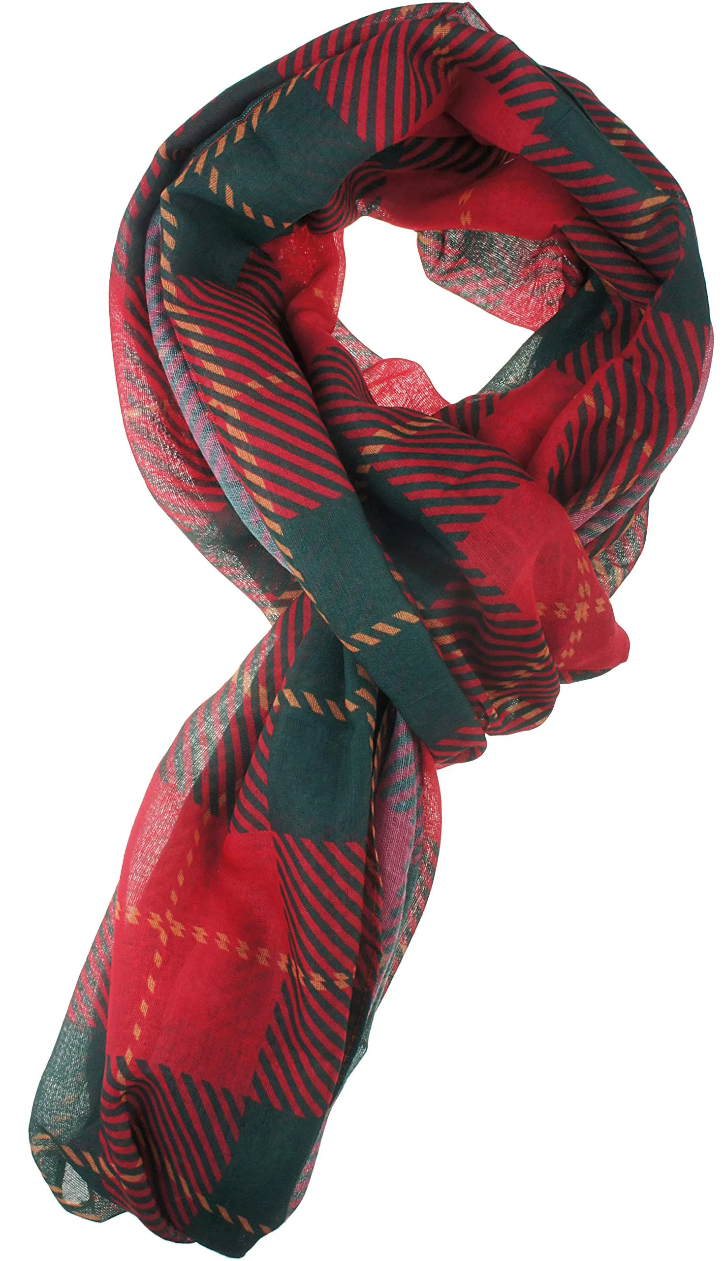 Soft Light Weight Christmas Holiday Plaid Tartan Sheer Infinity Scarf