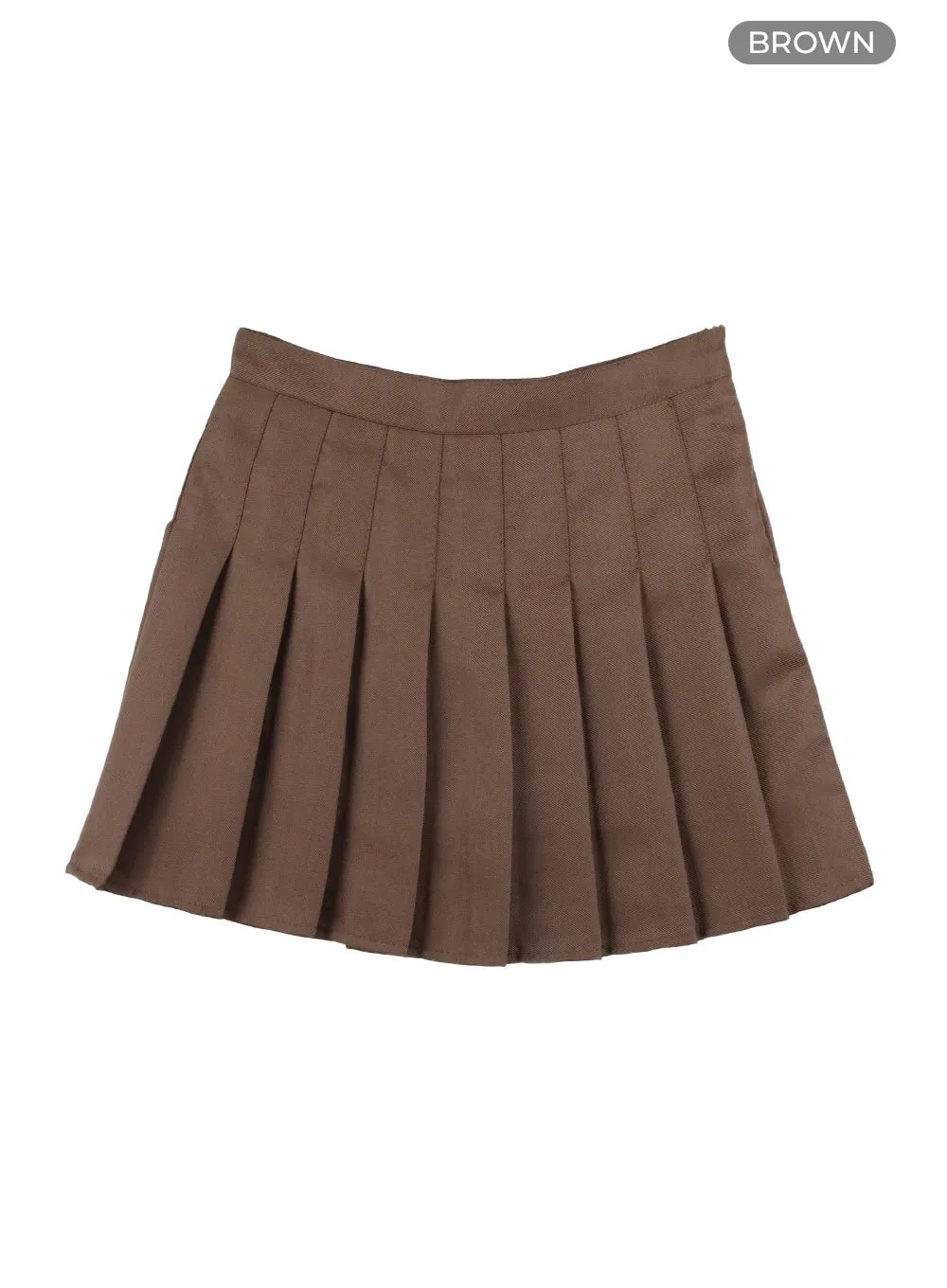 Solid Pleated Mini Skirt OY413