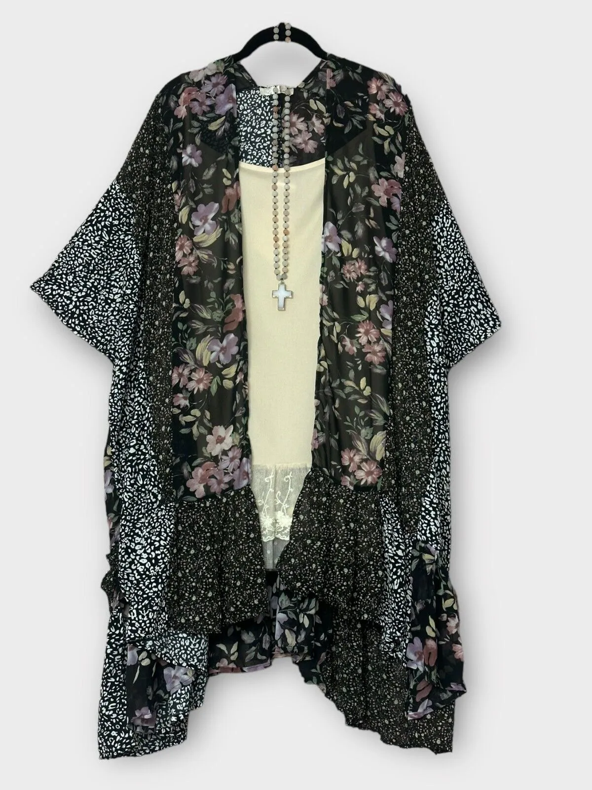 Solidarité Boho Floral Animal Print Brown Mix Kimono