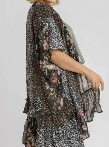 Solidarité Boho Floral Animal Print Brown Mix Kimono