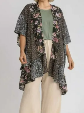 Solidarité Boho Floral Animal Print Brown Mix Kimono