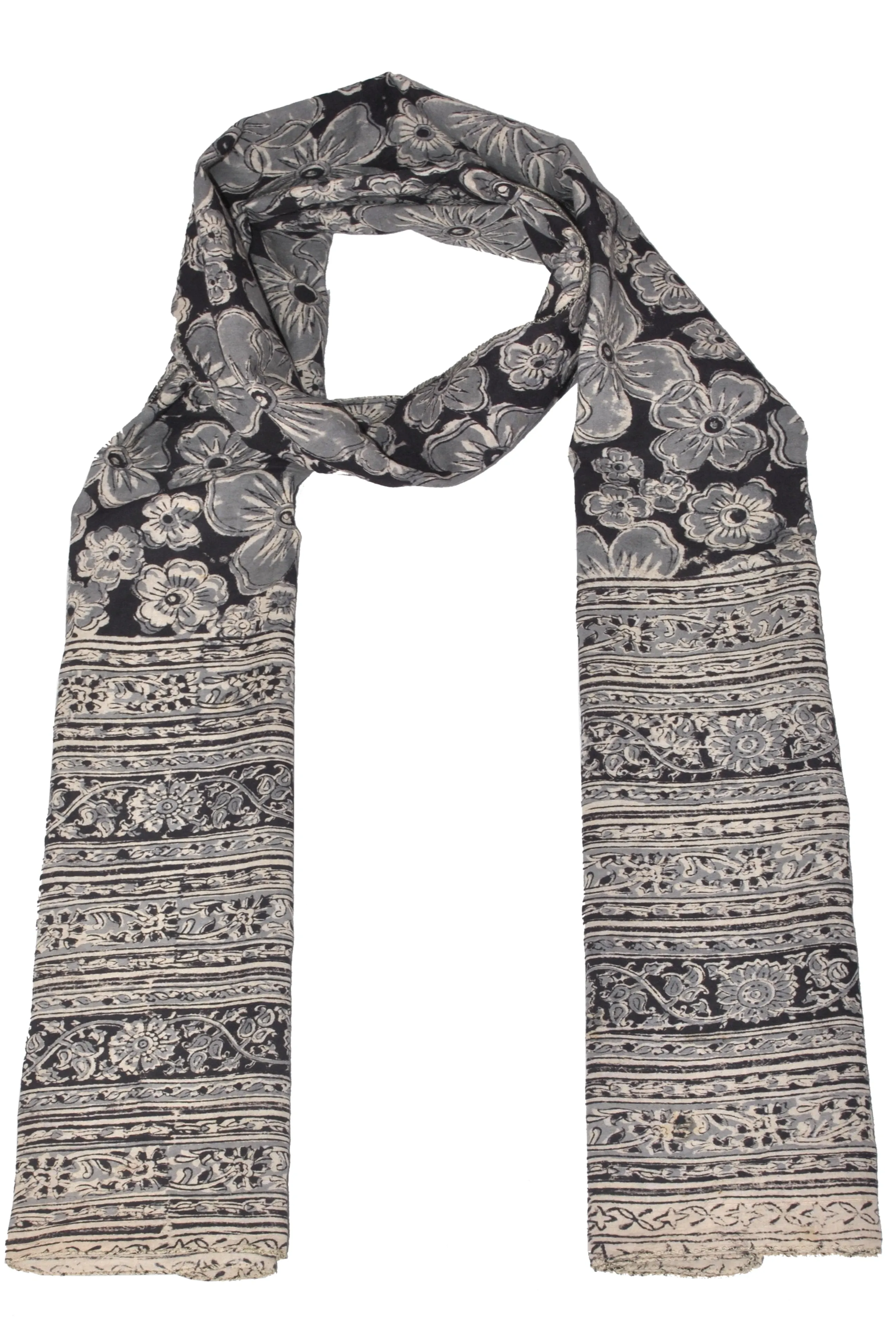 SOP0001 - Kalamkari Oblong Scarf with border print