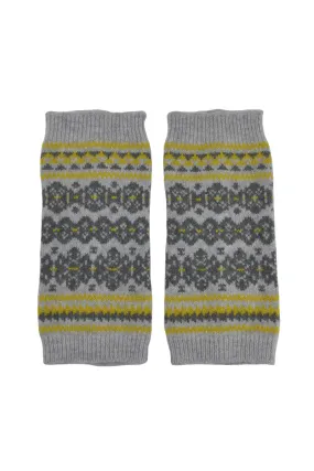 Stockbridge Fair isle Wrist Warmer Fingerless Gloves - Grey