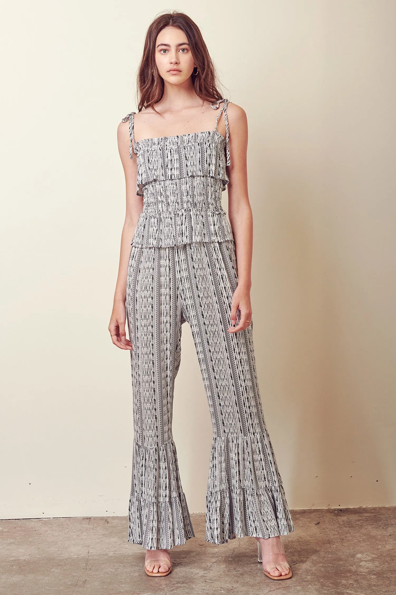 Storia Smocked Jumpsuit with Ruffles