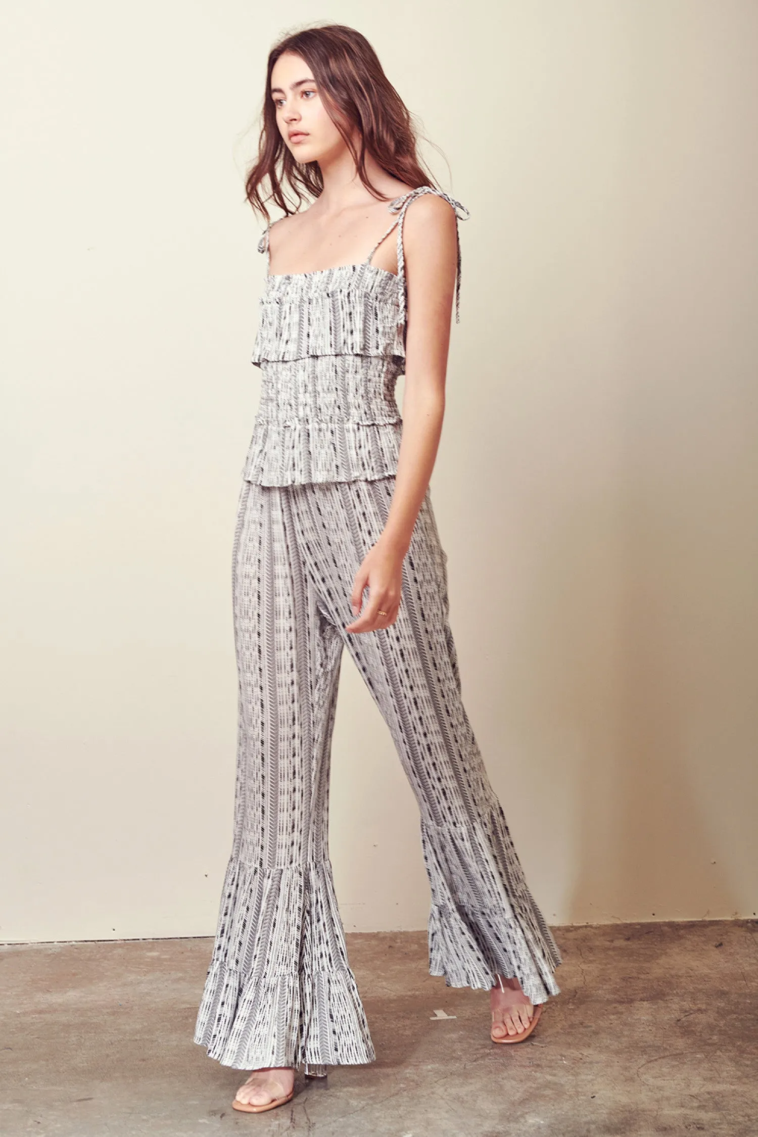 Storia Smocked Jumpsuit with Ruffles