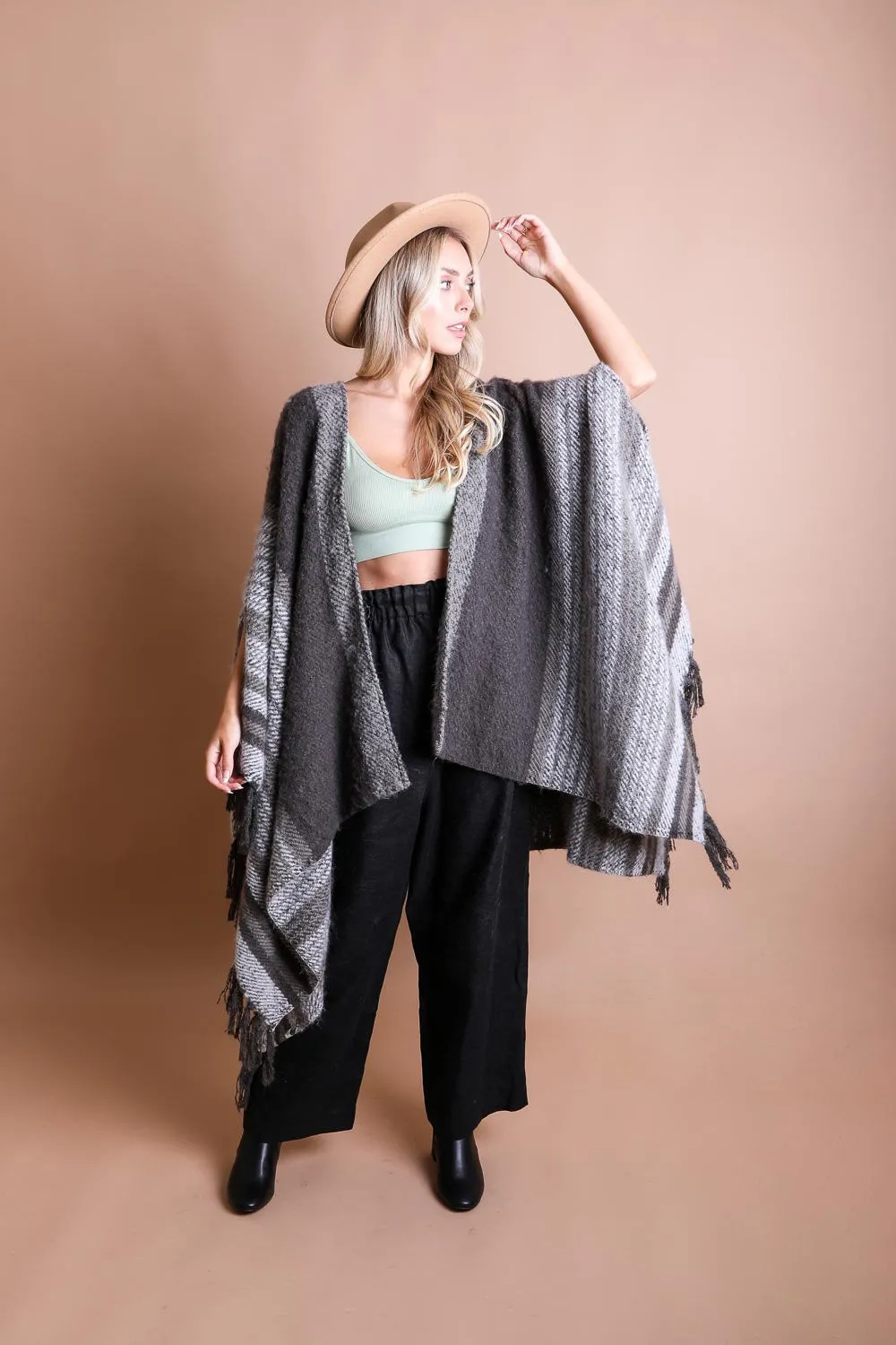 Stripe Bohemian Ruana Wrap