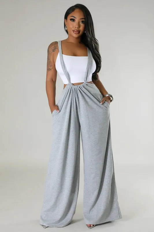 TEEK - GREY SUSPENDER SWEATPANTS