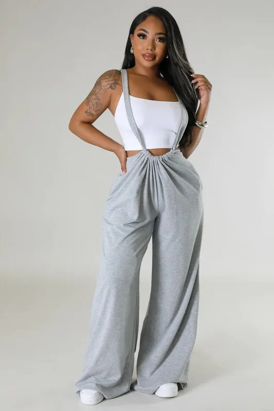 TEEK - GREY SUSPENDER SWEATPANTS