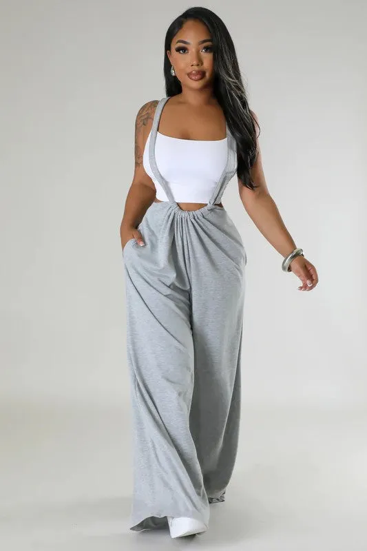 TEEK - GREY SUSPENDER SWEATPANTS