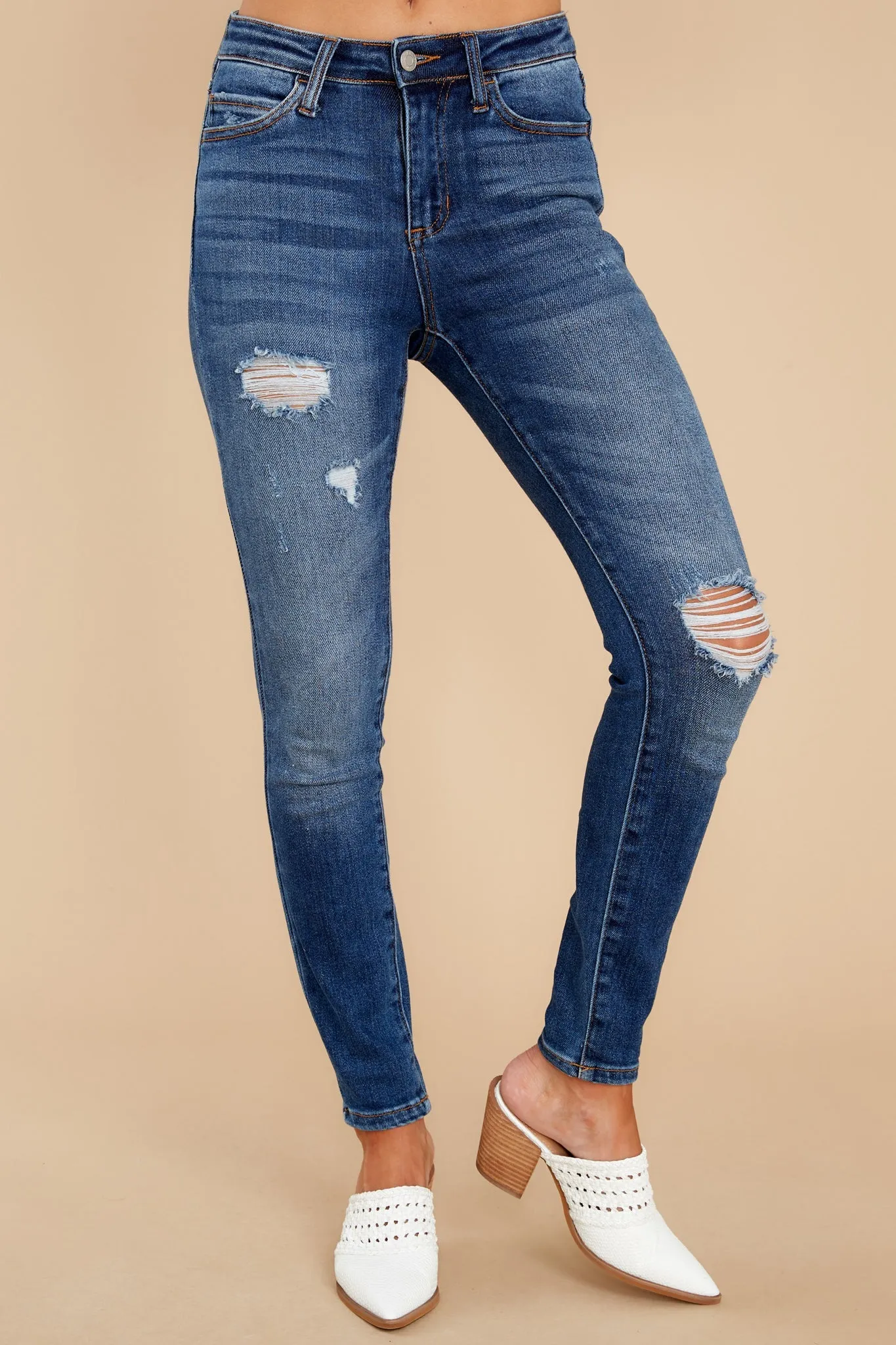 The Best One Yet Medium Wash Distressed Skinny Jeans