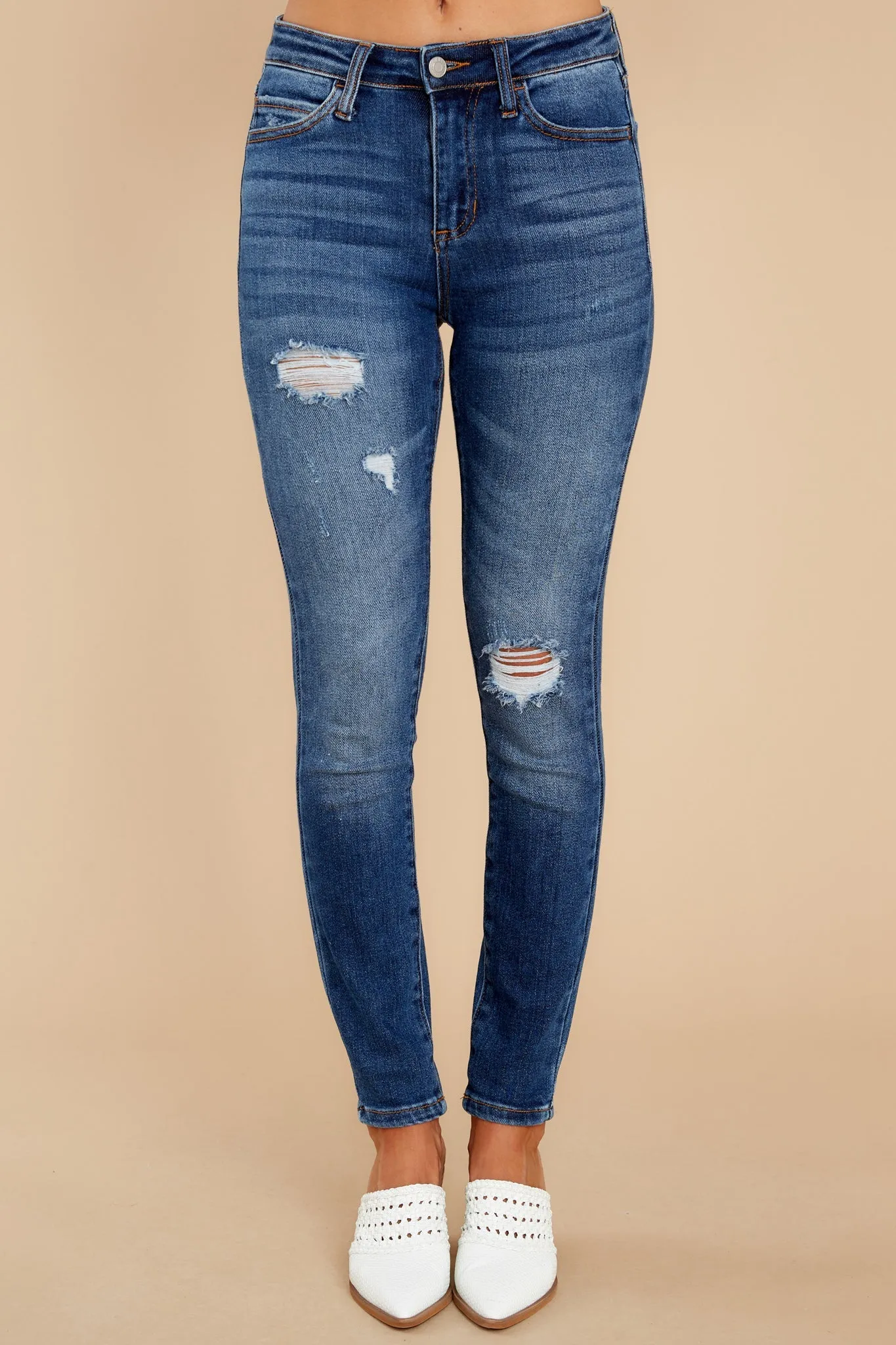 The Best One Yet Medium Wash Distressed Skinny Jeans