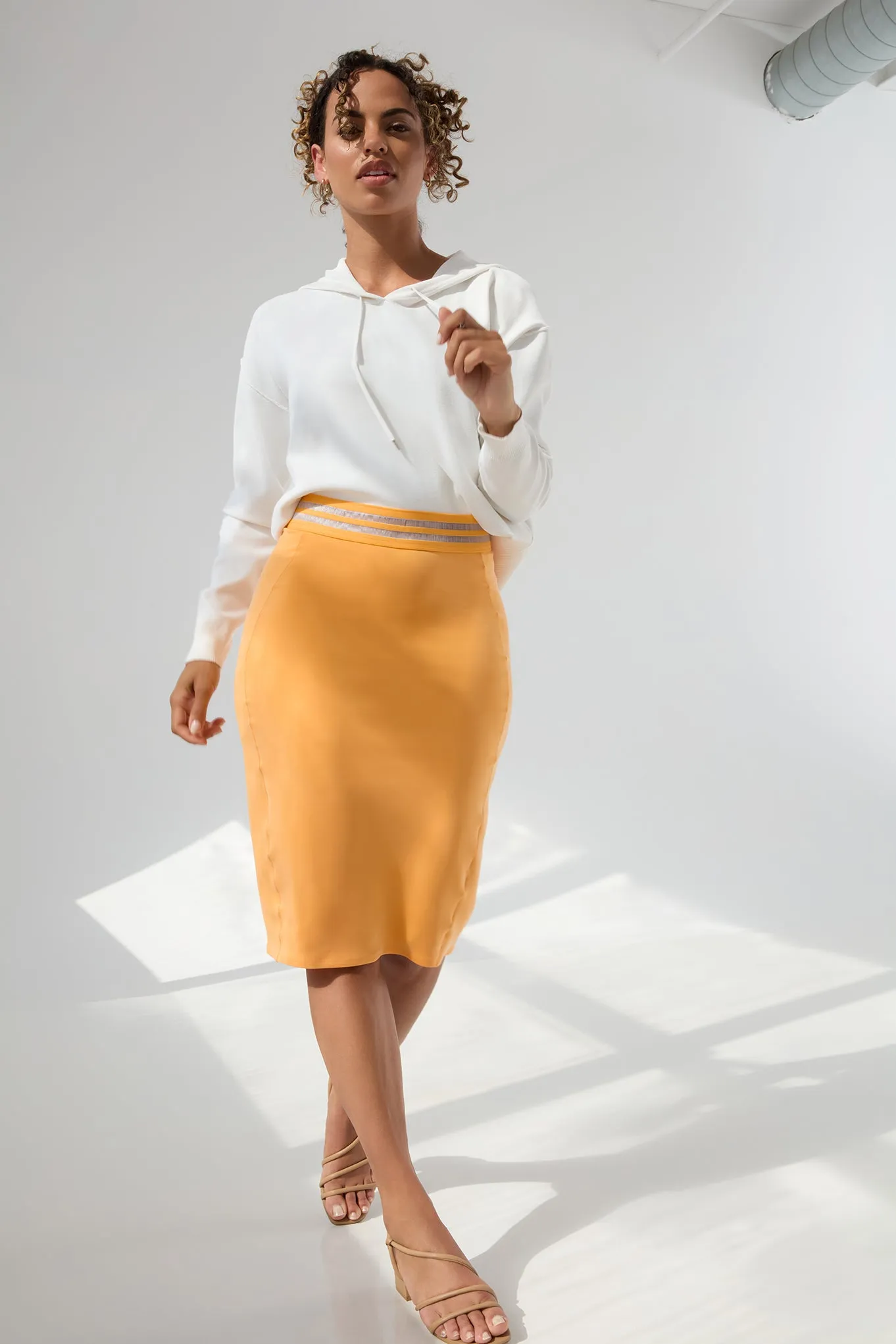 The Better Skirt: Pencil - Magic Double Knit - Tangerine