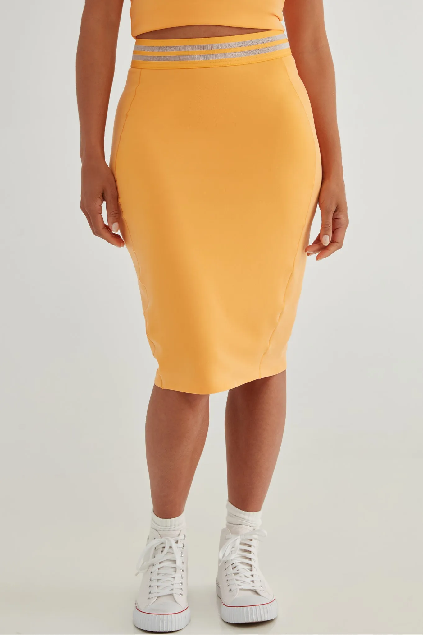 The Better Skirt: Pencil - Magic Double Knit - Tangerine