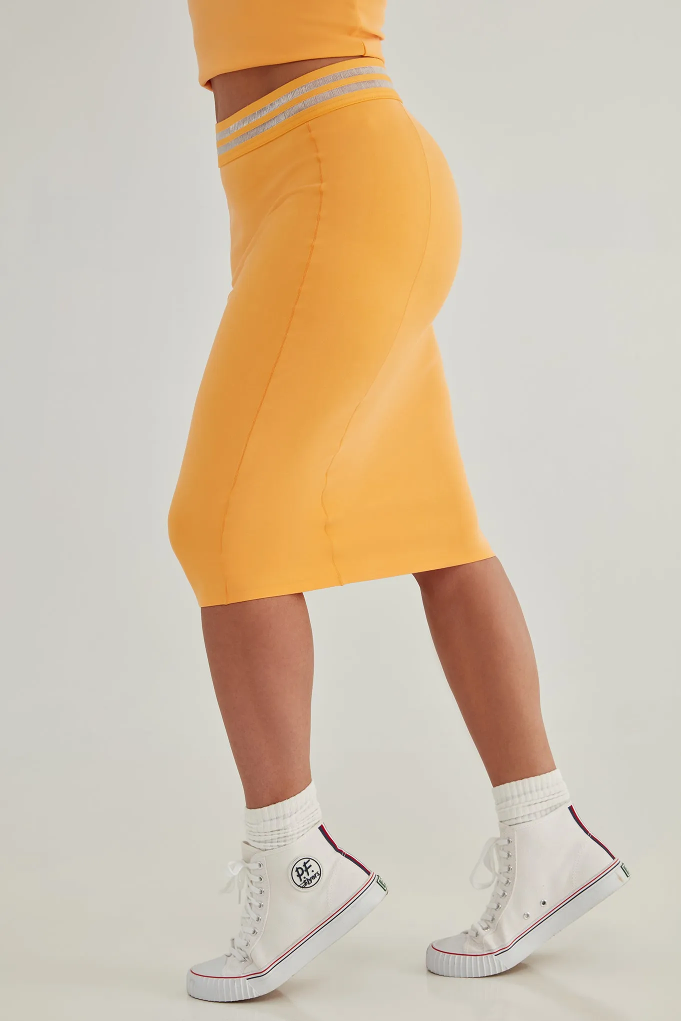 The Better Skirt: Pencil - Magic Double Knit - Tangerine