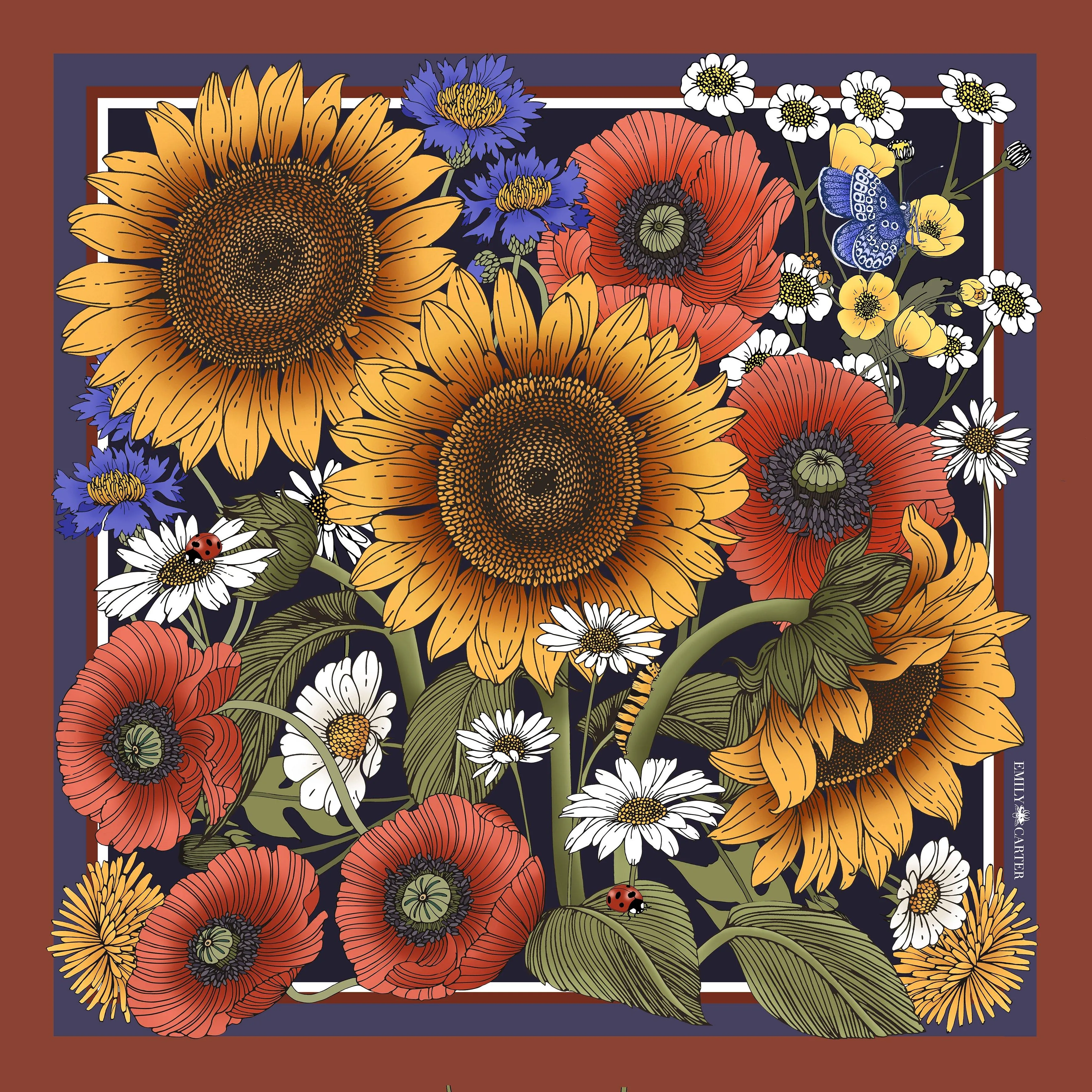 The Sunflower Garden Silk Scarf | 90x90cm [Preorder]