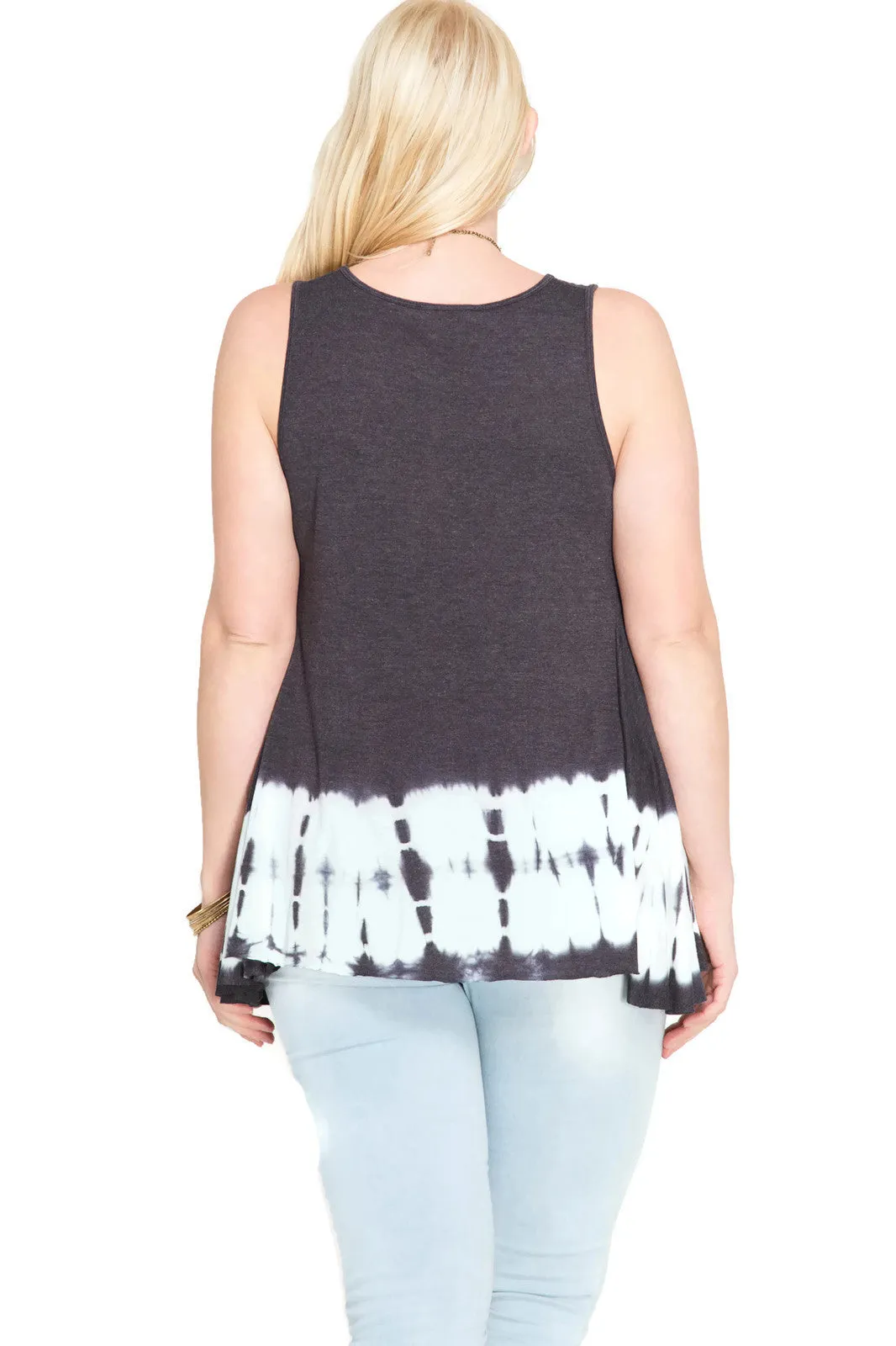 Tie Dye Sleeveless Tank Top, Charcoal