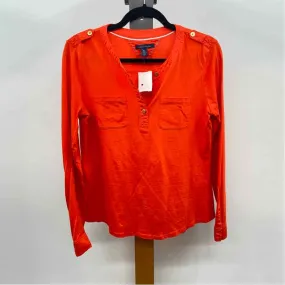 Tommy Hilfiger Women's Size S Orange Solid Long Sleeve Shirt