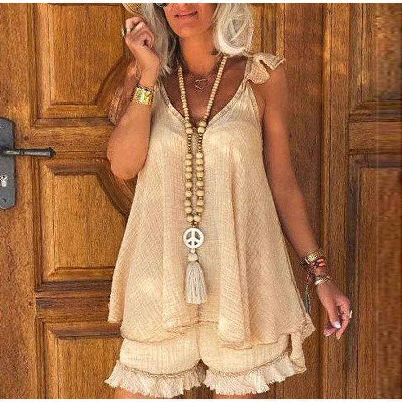 Vanessa Bohemian Tank Top   Shorts Outfit