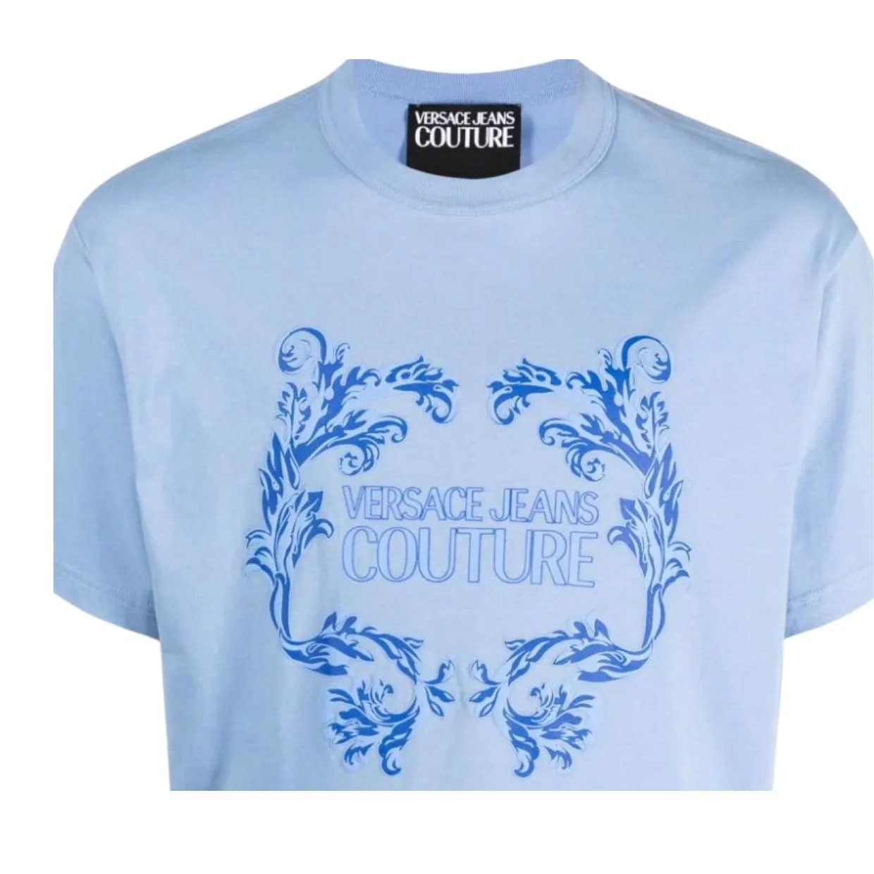 Versace Jeans Couture Watercolour Baroque Logo Blue T-Shirt