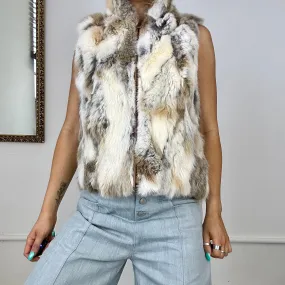 vintage fur zip up gilet