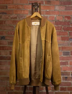 Vintage Lauer Leathers Suede Bomber Jacket Tan Size 46L