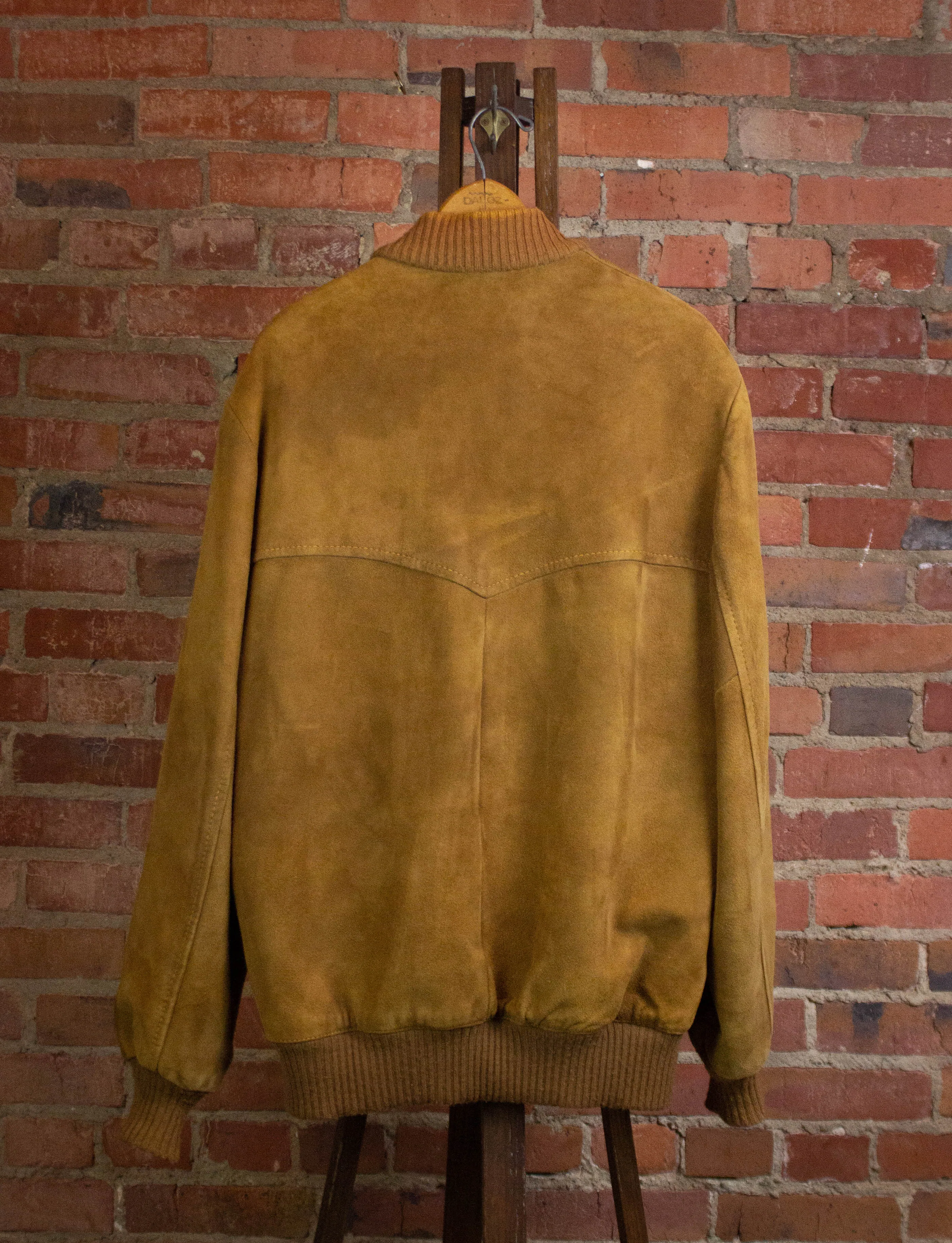 Vintage Lauer Leathers Suede Bomber Jacket Tan Size 46L