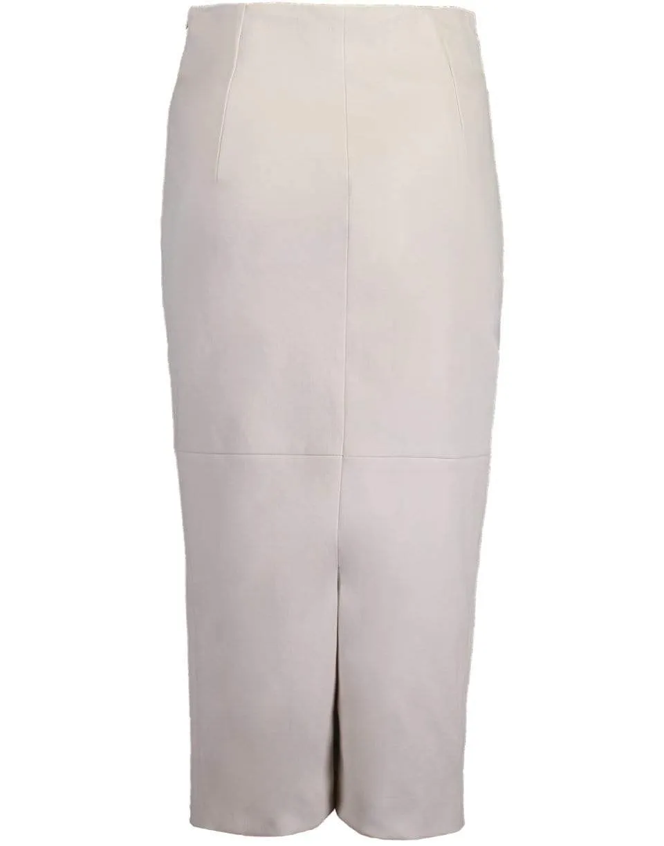 Warm White Leather Pencil Skirt