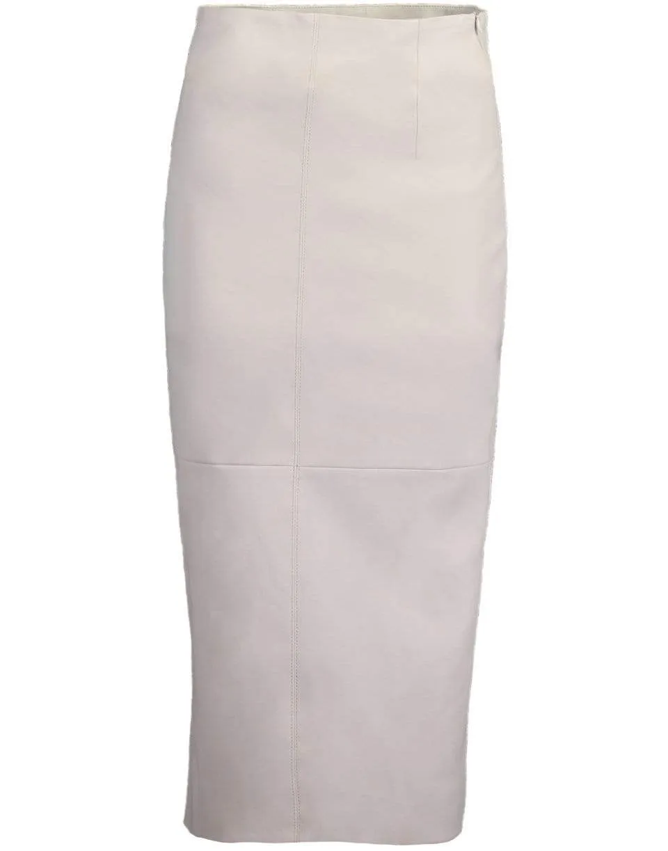 Warm White Leather Pencil Skirt