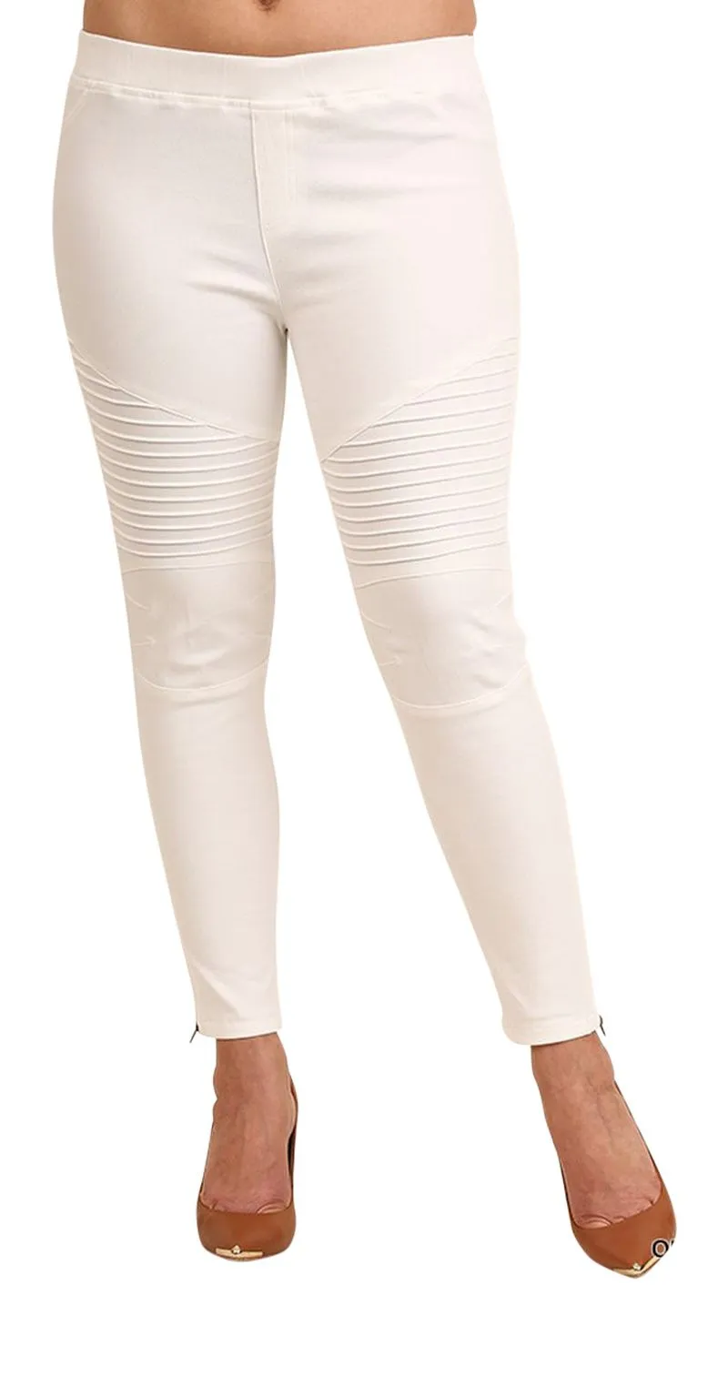 Washed Moto Jeggings, Off-White