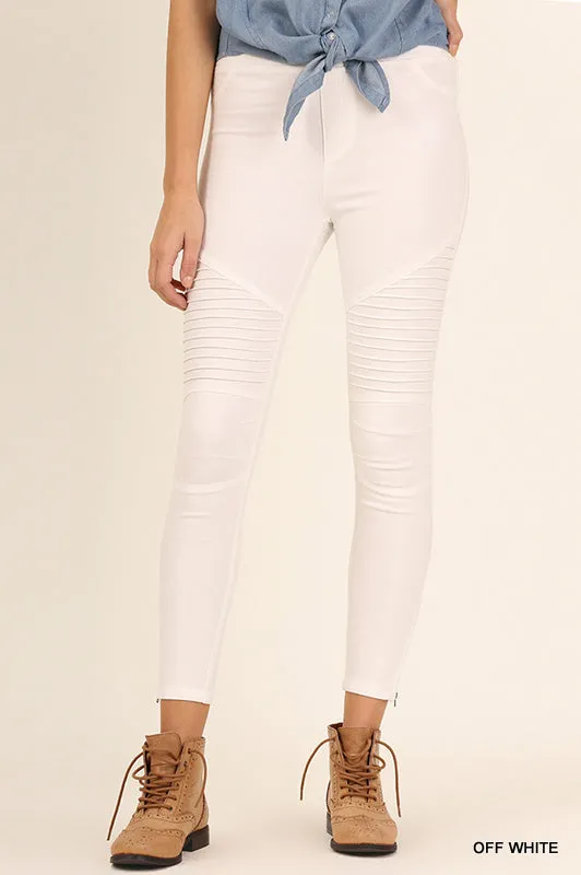 Washed Moto Jeggings, Off-White