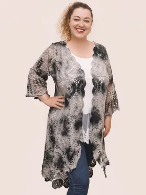 Watch me Tye Die Charcoal Ombre Crochet Duster