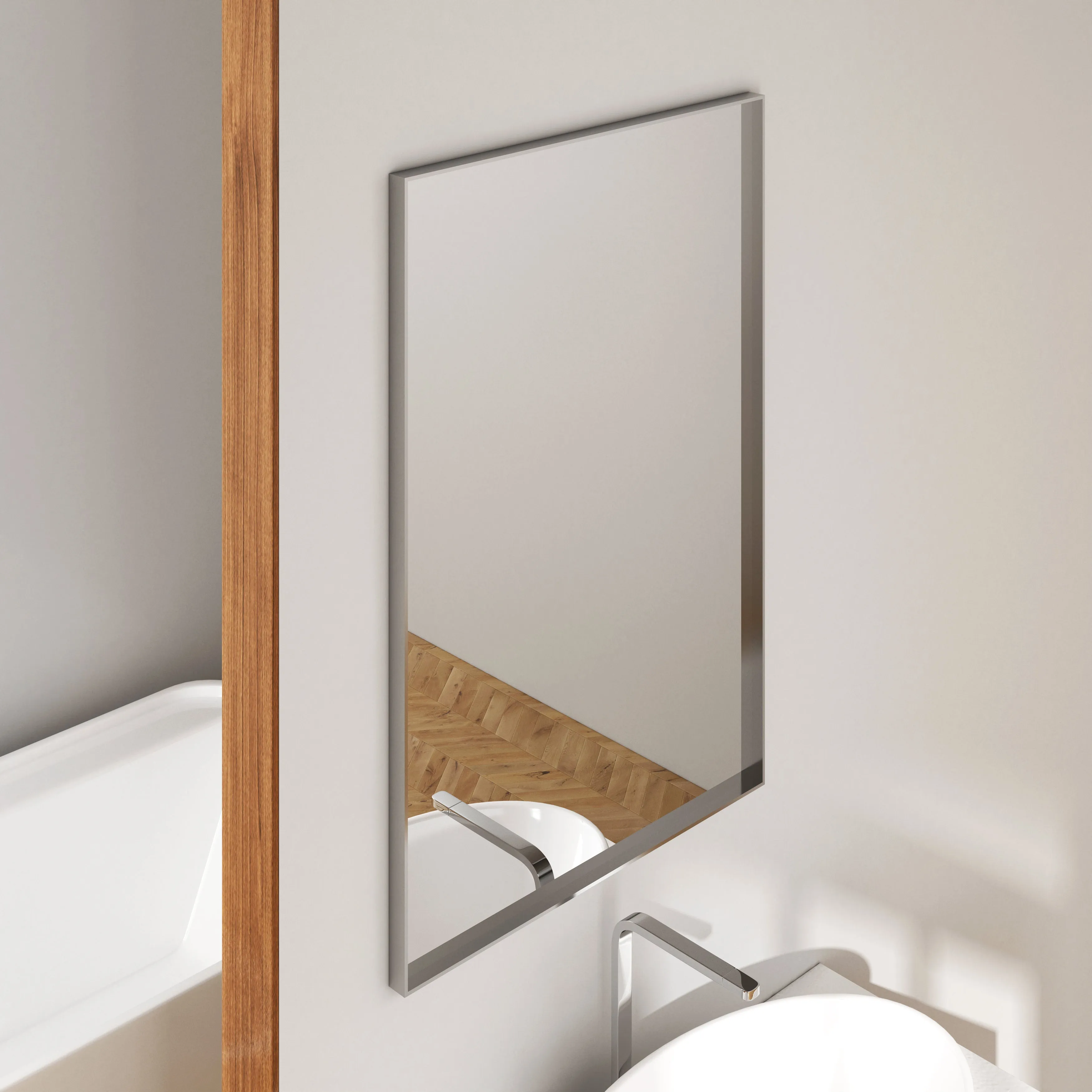 Waterpar® 24 in. W x 36 in. H Rectangular Aluminum Framed Wall Bathroom Vanity Mirror