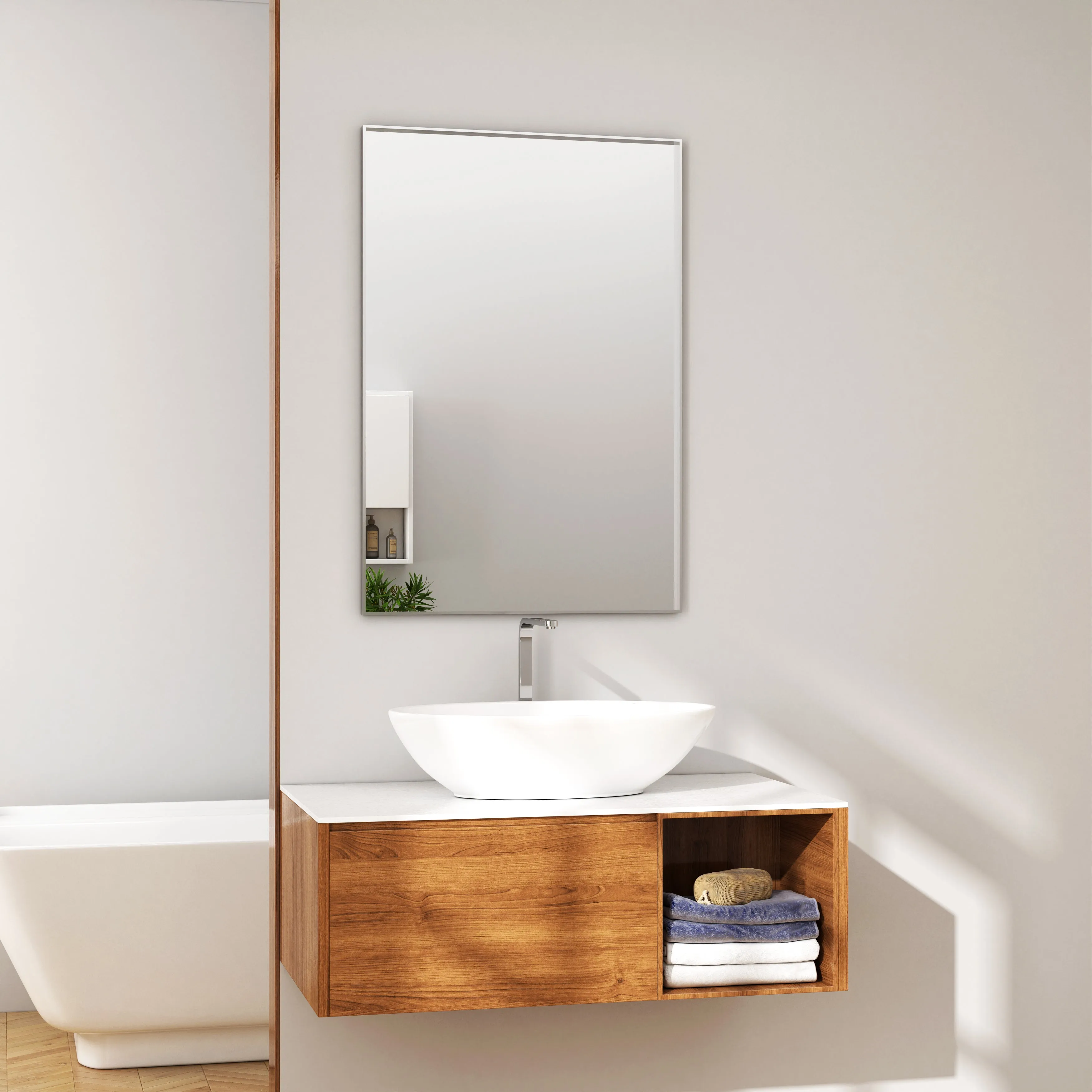 Waterpar® 24 in. W x 36 in. H Rectangular Aluminum Framed Wall Bathroom Vanity Mirror