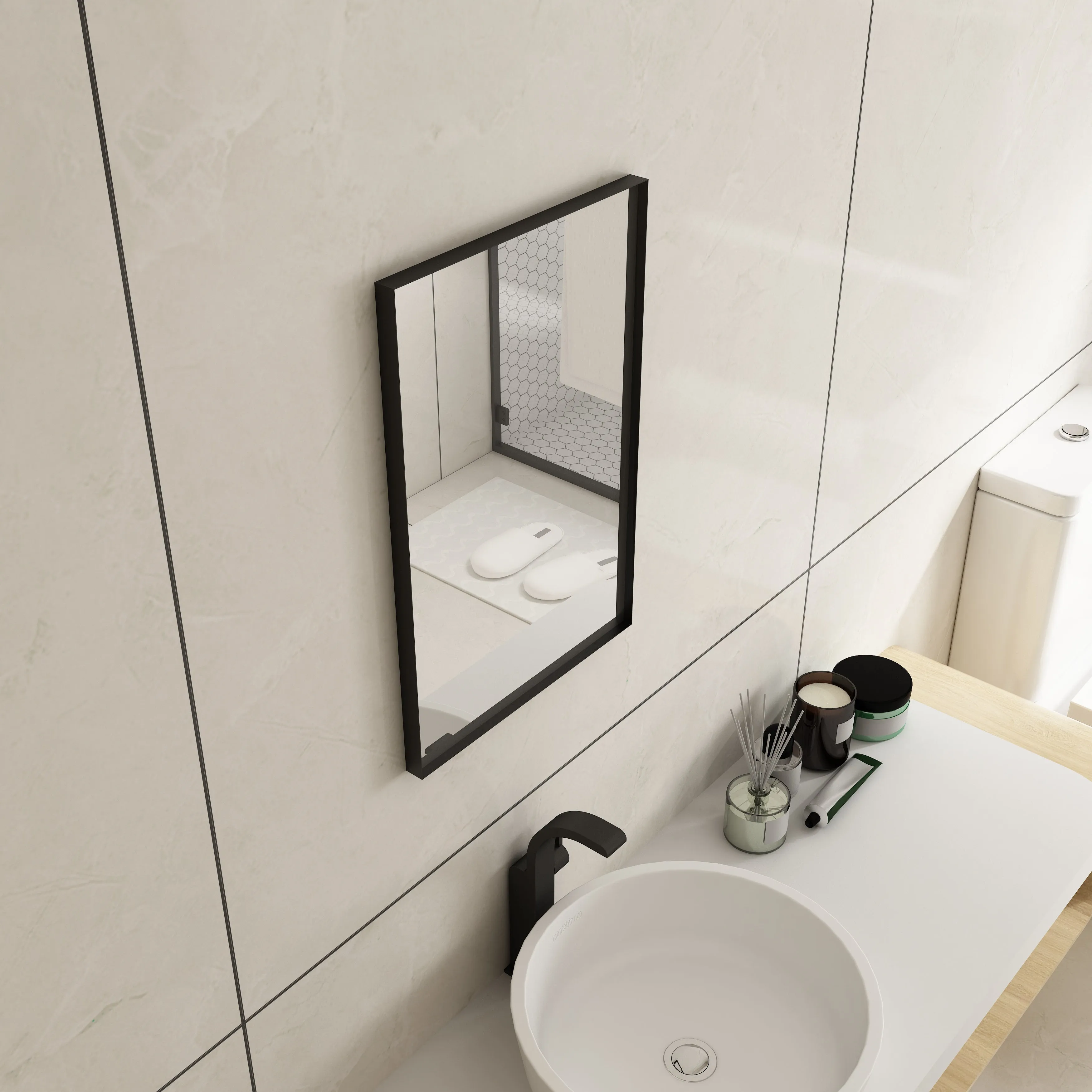 Waterpar® 24 in. W x 36 in. H Rectangular Aluminum Framed Wall Bathroom Vanity Mirror