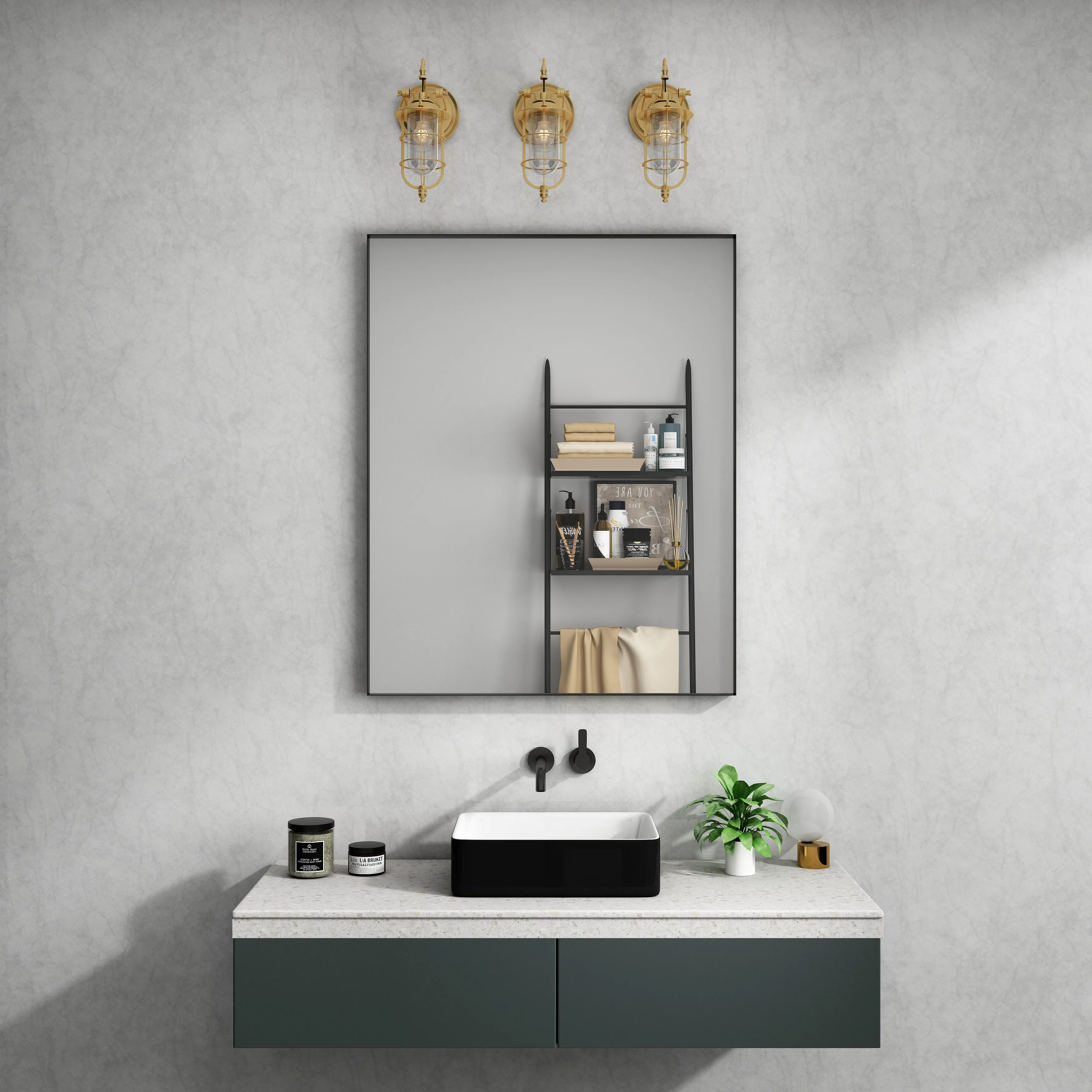 Waterpar® 32 in. W x 40 in. H Rectangular Aluminum Framed Wall Bathroom Vanity Mirror