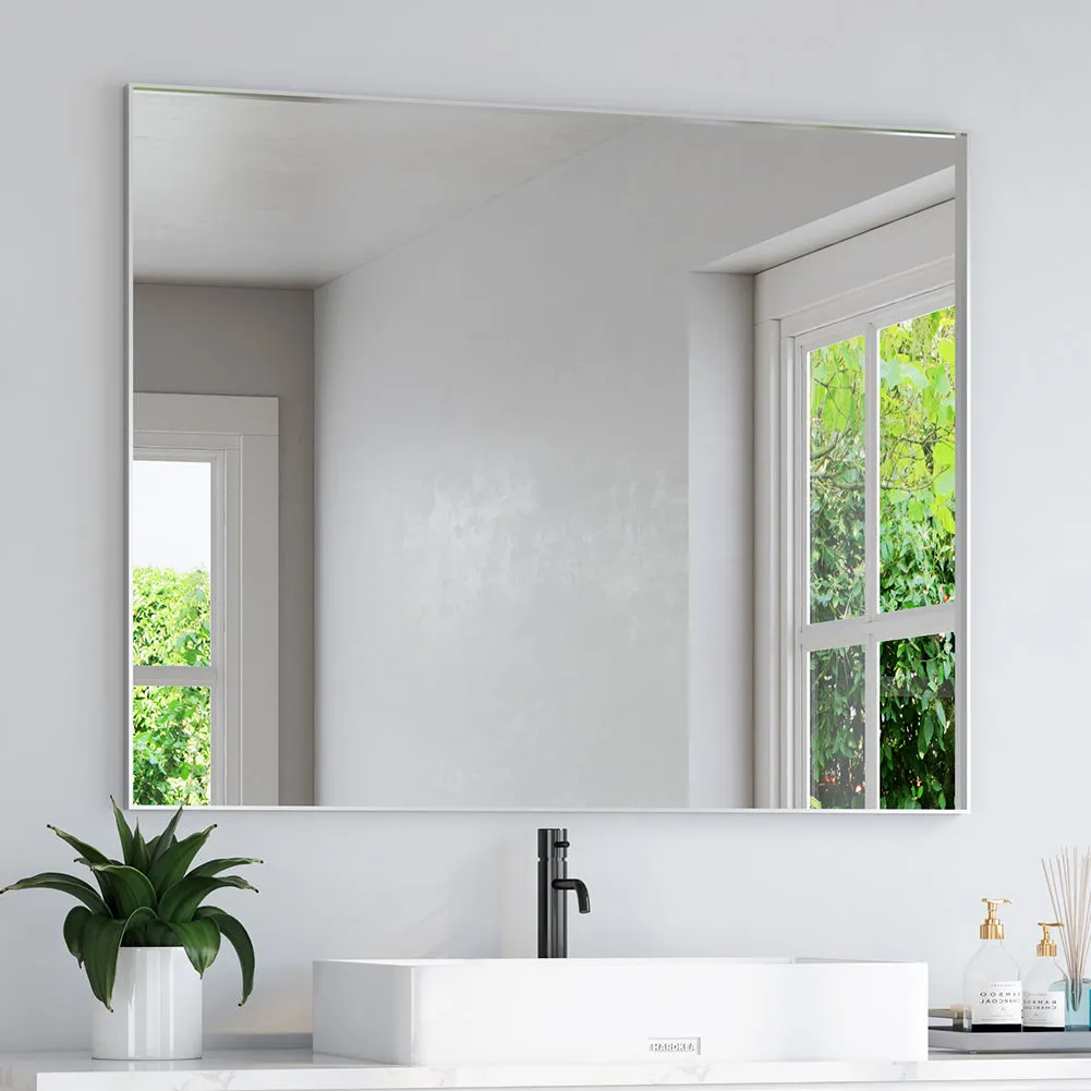 Waterpar® 32 in. W x 40 in. H Rectangular Aluminum Framed Wall Bathroom Vanity Mirror