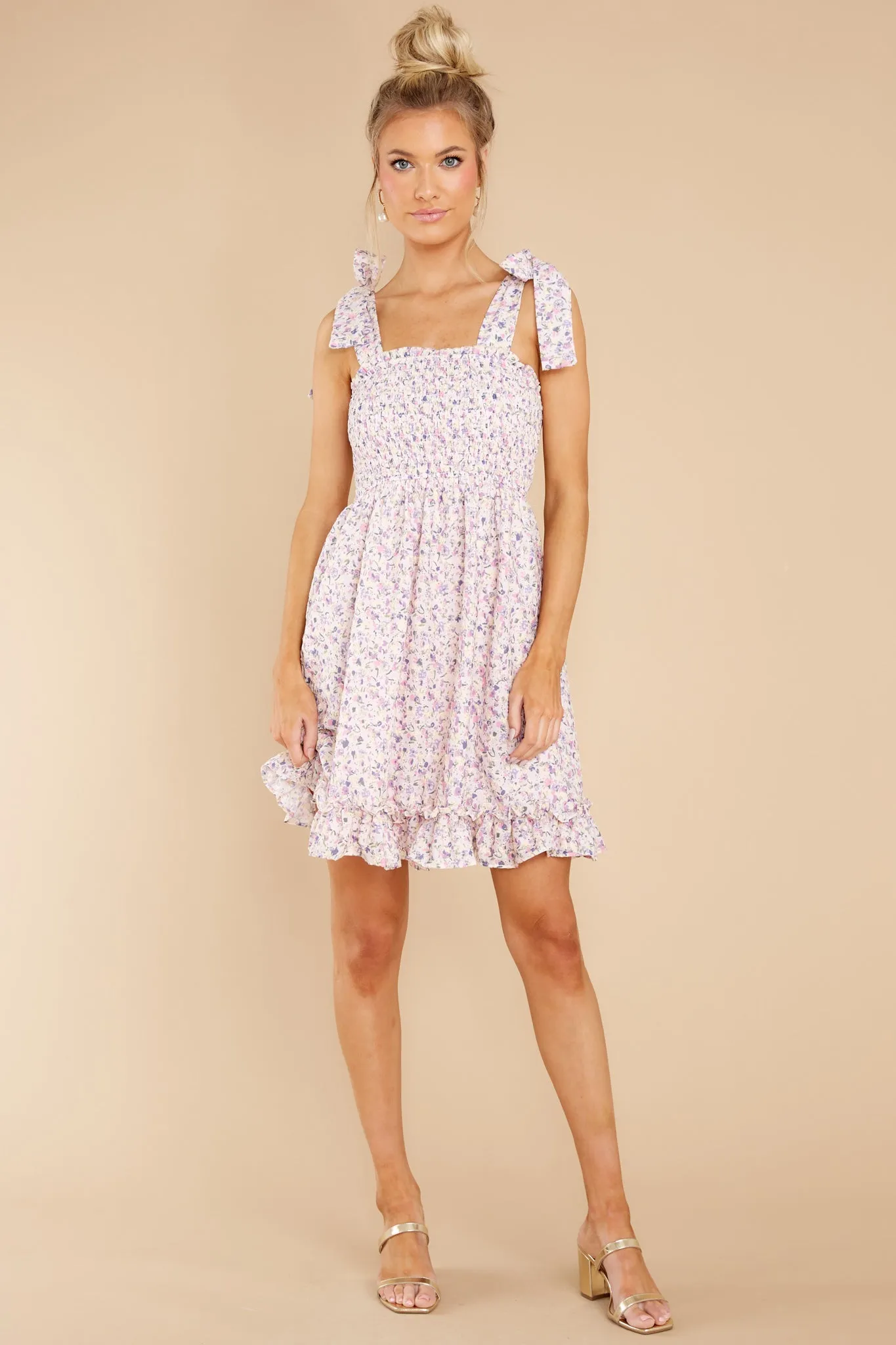 Whispering Winds Lavender Floral Print Dress