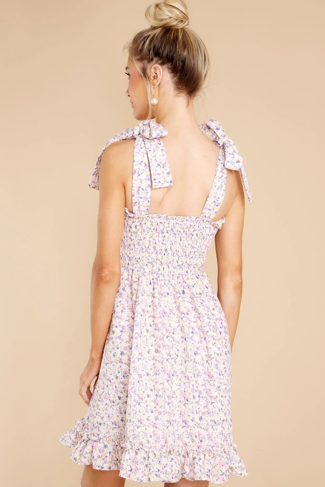 Whispering Winds Lavender Floral Print Dress