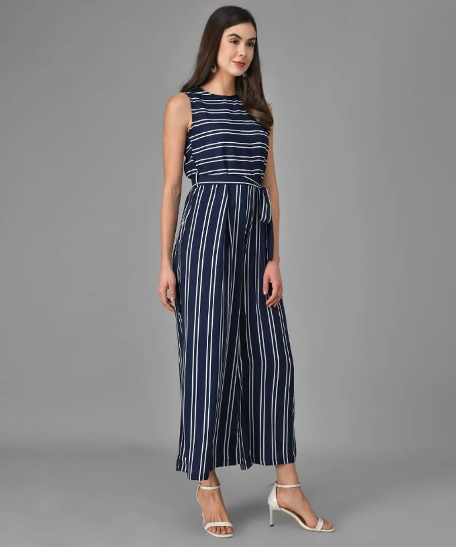 White Striped Flare Jumpsuit