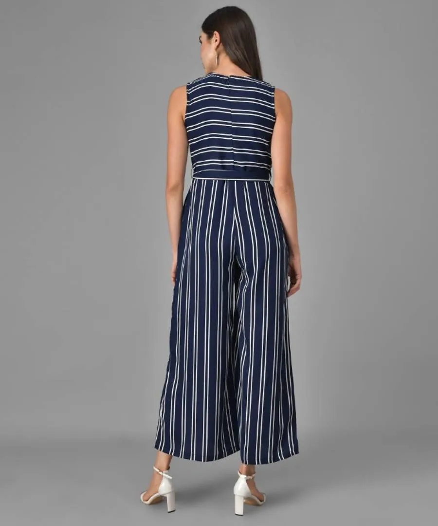 White Striped Flare Jumpsuit