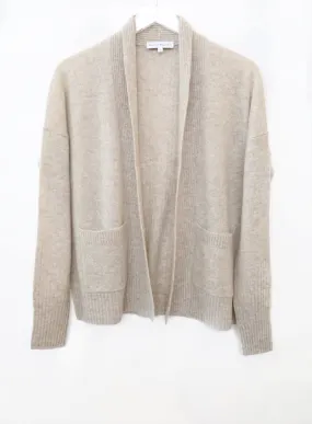 White   Warren - Patch Pocket Open Cardigan in Sand Wisp Heather