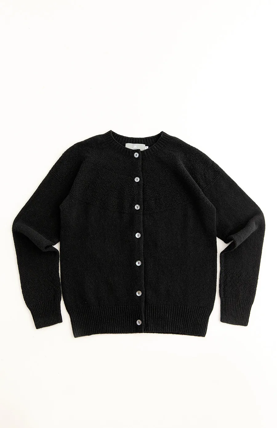 Womens Geelong Superfine Lambswool Gansey Cardigan - Black