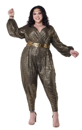 Womens Gold Disco Queen Plus Size Costume