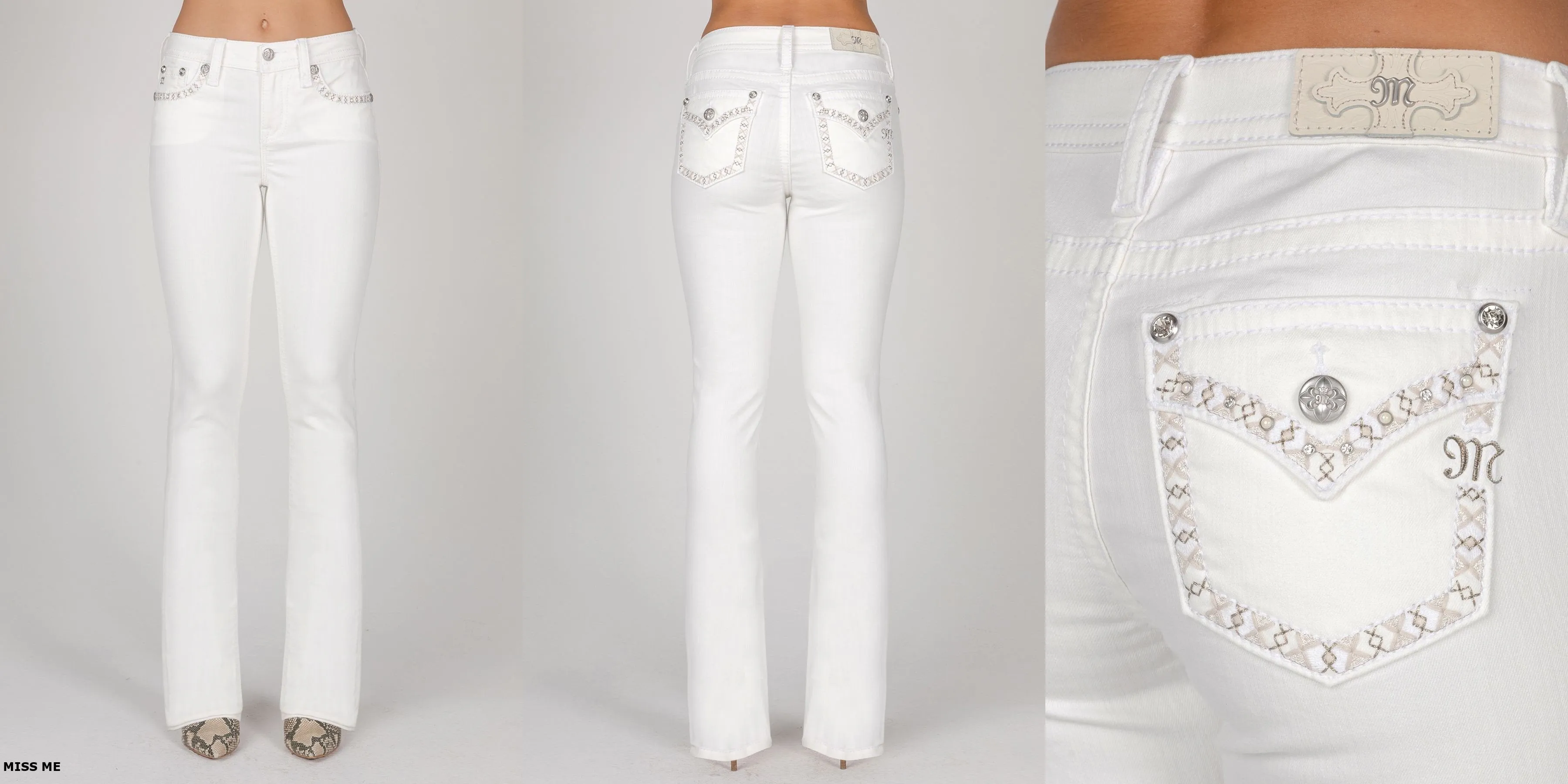 Women's Miss Me Mid-Rise White Boot Cut Jean