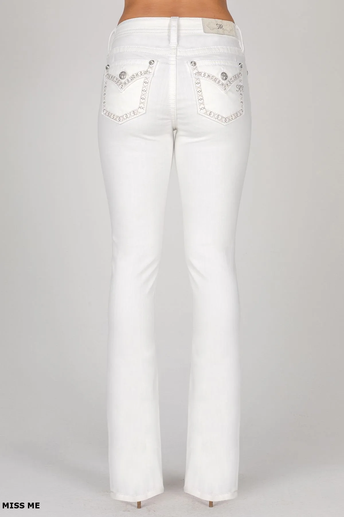 Women's Miss Me Mid-Rise White Boot Cut Jean