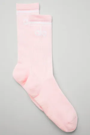 Women's Throwback Barre Sock - Powder Pink/White