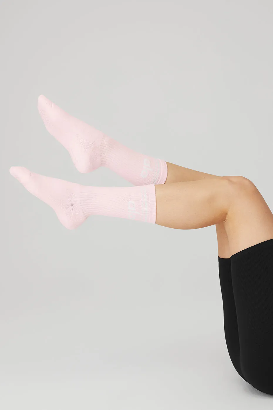 Women's Throwback Barre Sock - Powder Pink/White