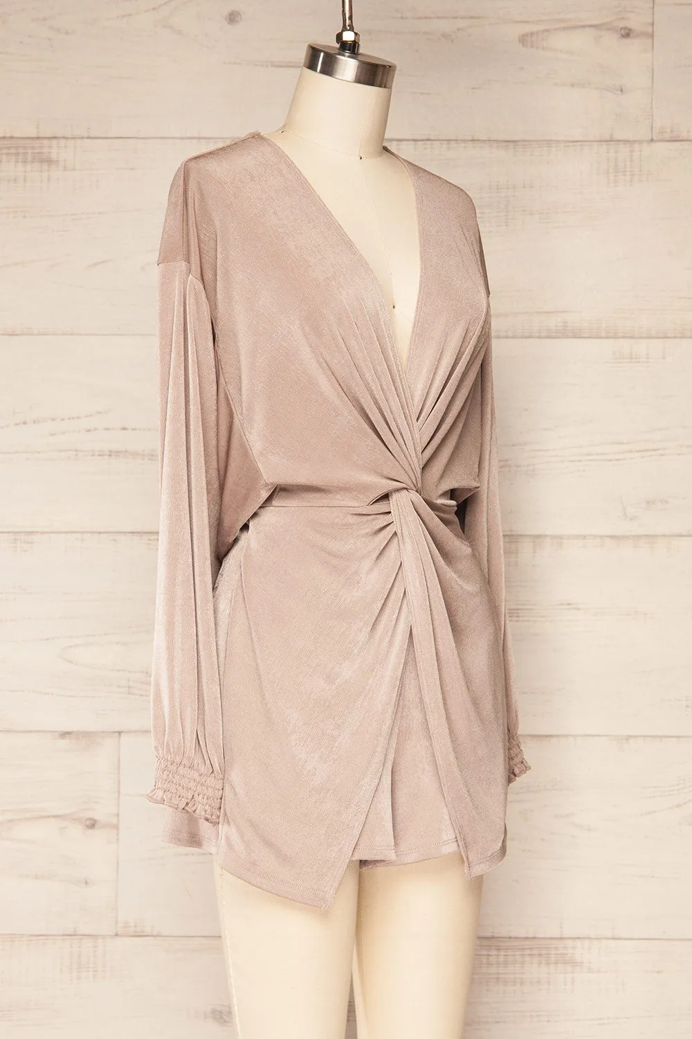 Xurne Champagne | Long Sleeve Shimmery Romper