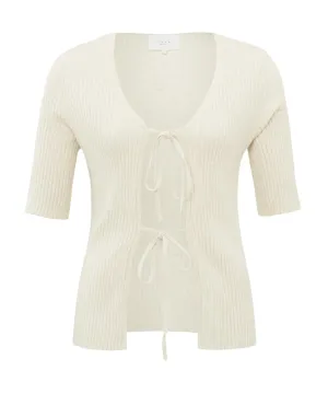 Yaya Beige Short Sleeve Cardigan